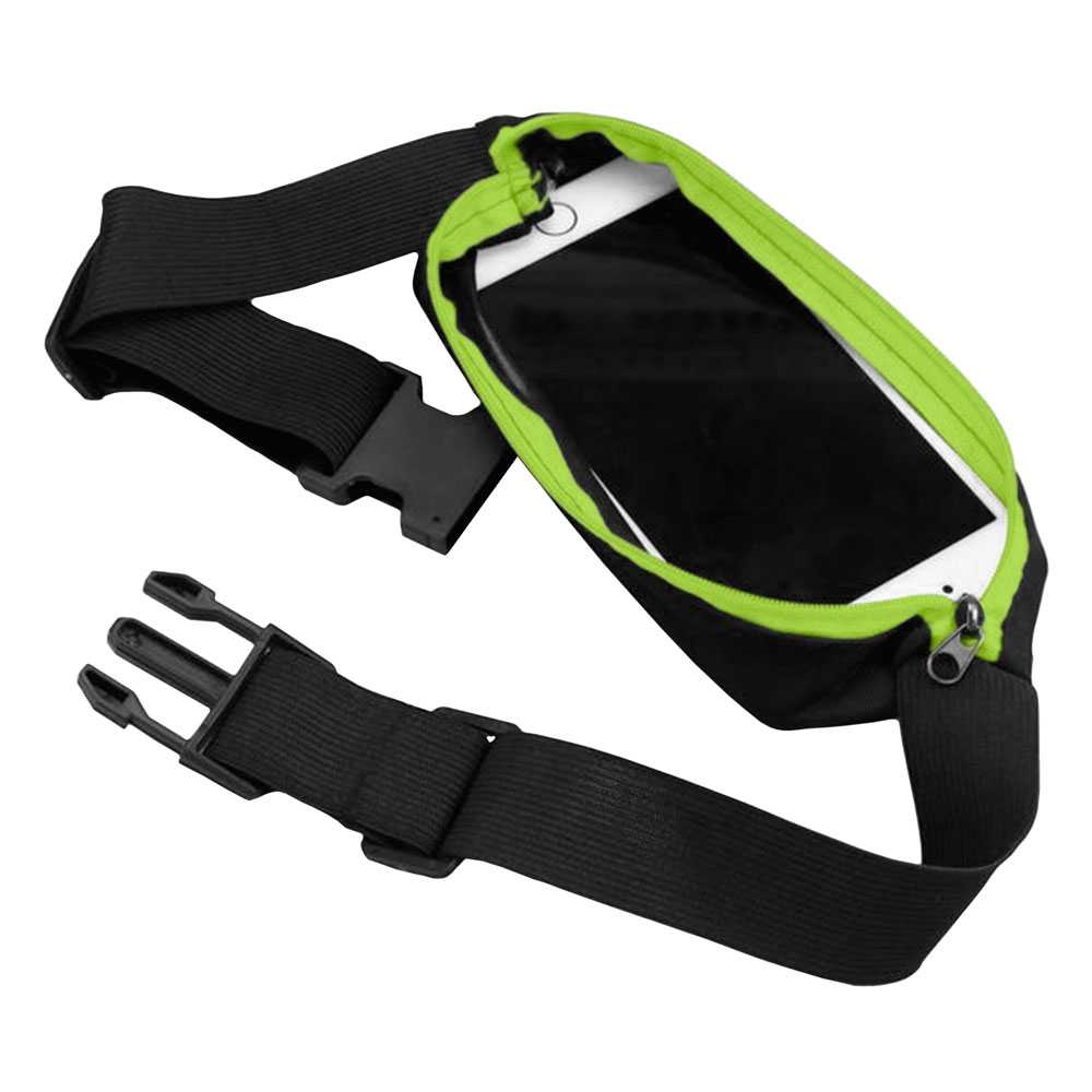 Ociodual Riñonera Deportiva Verde Bolsa de Cintura con Cremallera Individual Simple 1 Bolsillo Cinturon Ajustable Banda
