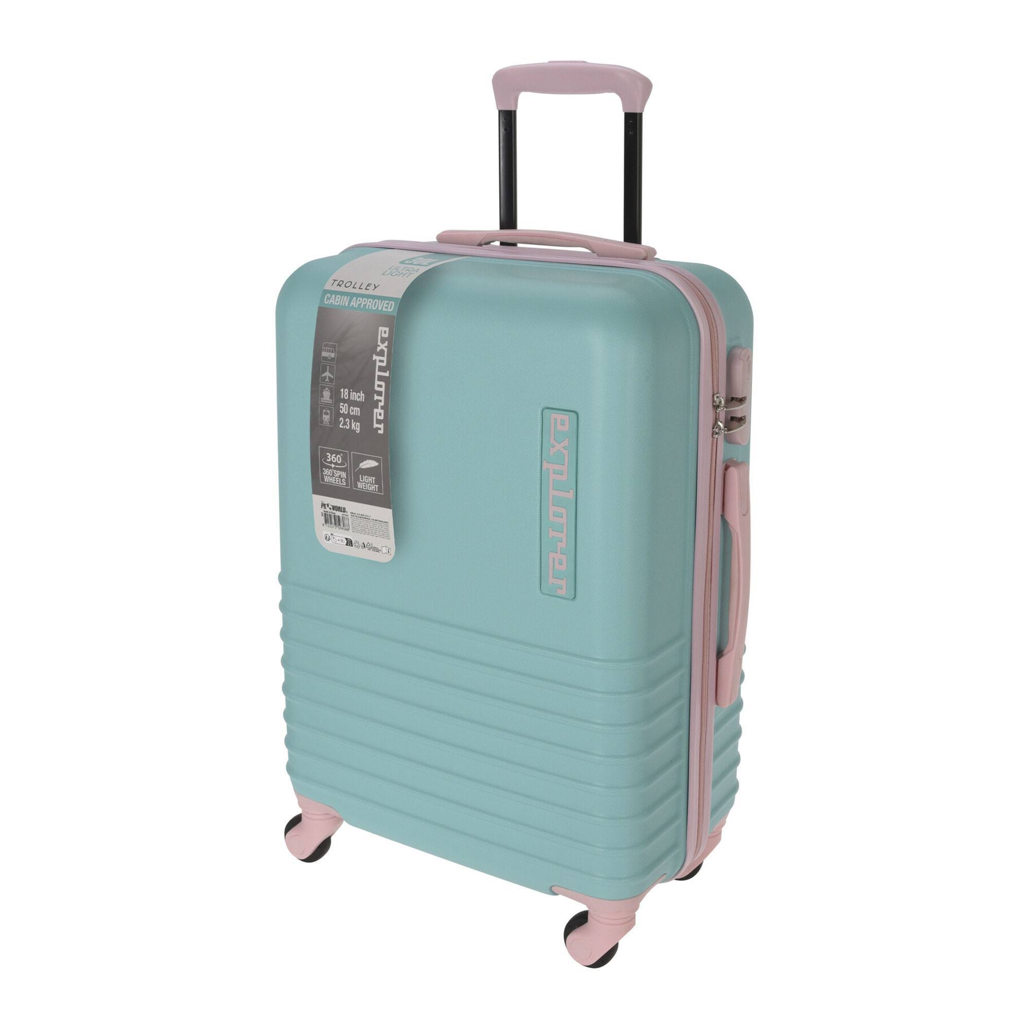 Well Home Maleta en abs 4 ruedas color menta y rosa 33,5x22x53cm