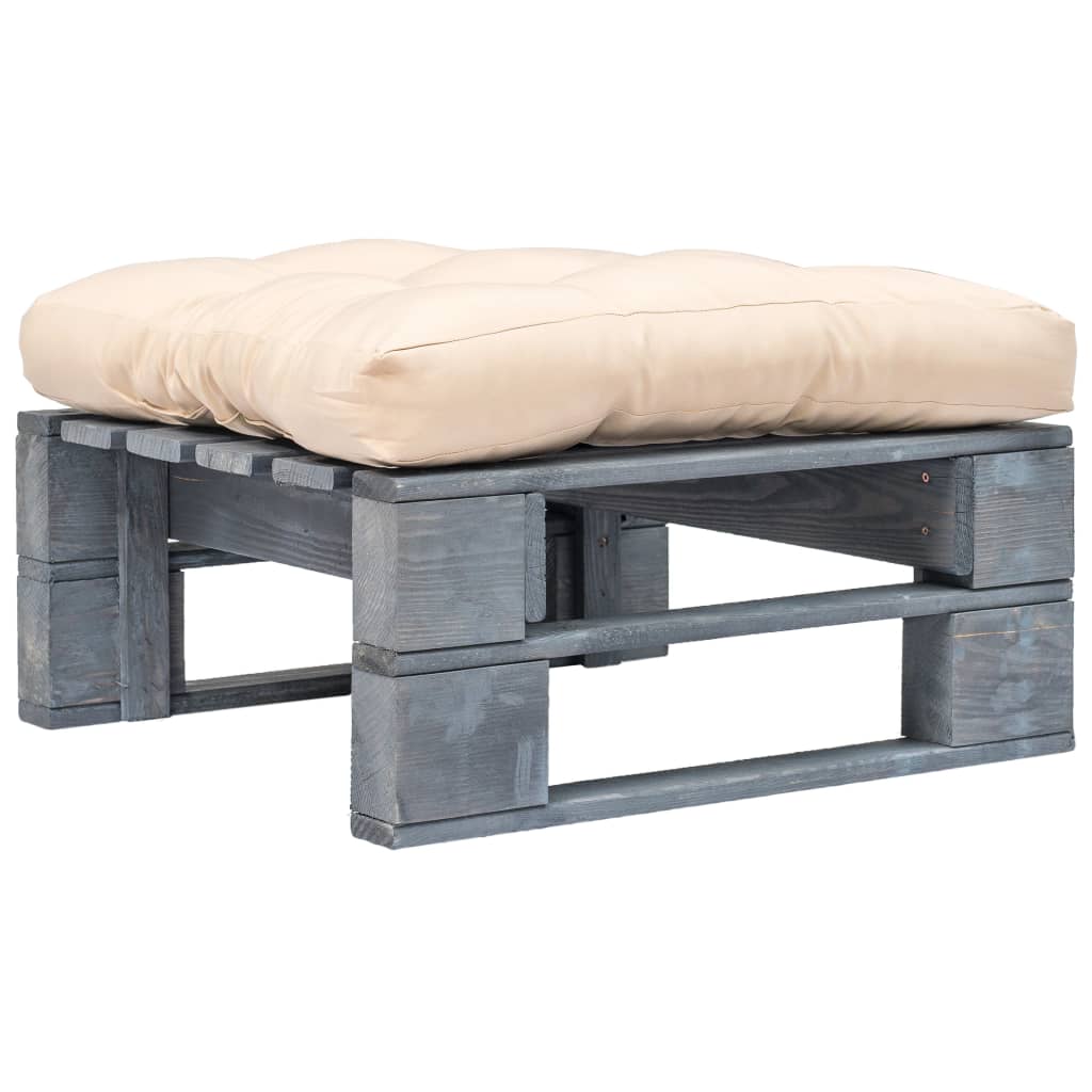 vidaXL Otomana de Jardín de Palés con Cojín Reposapiés para Patio Terraza Madera