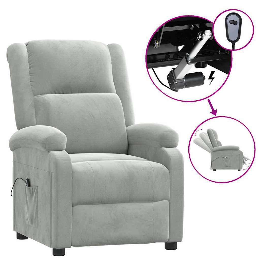 vidaXL Sillón reclinable eléctrico de terciopelo gris claro