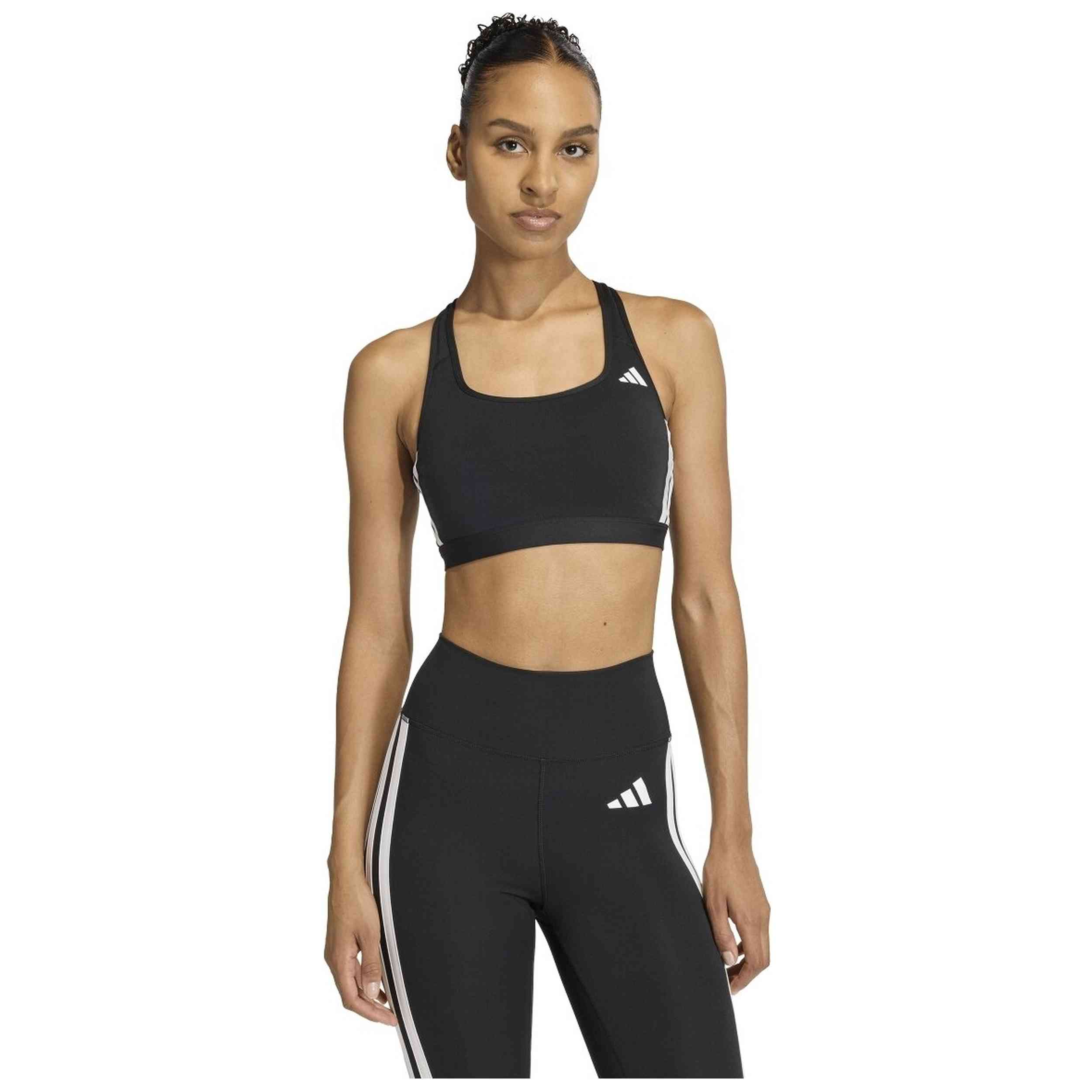 Top Adidas modelo Sujetador adidas 3 bandas Optime Essentials negro blanco para hombre y mujer en color Negro