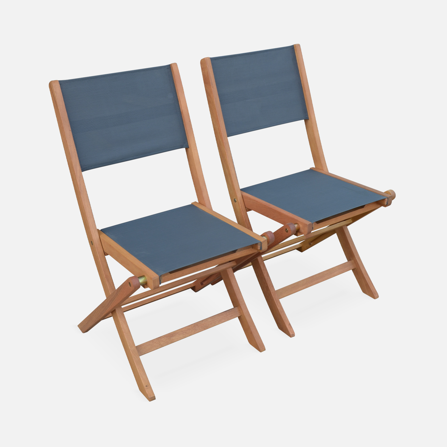 sweeek - Silla de jardín plegable de madera de eucalipto, set de 2 , Almeria , 50x58x89