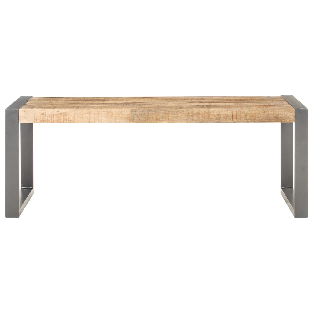 Vidaxl Mesa de Centro Madera de Mango Rugosa 110x60x40 Cm Negro y Gris