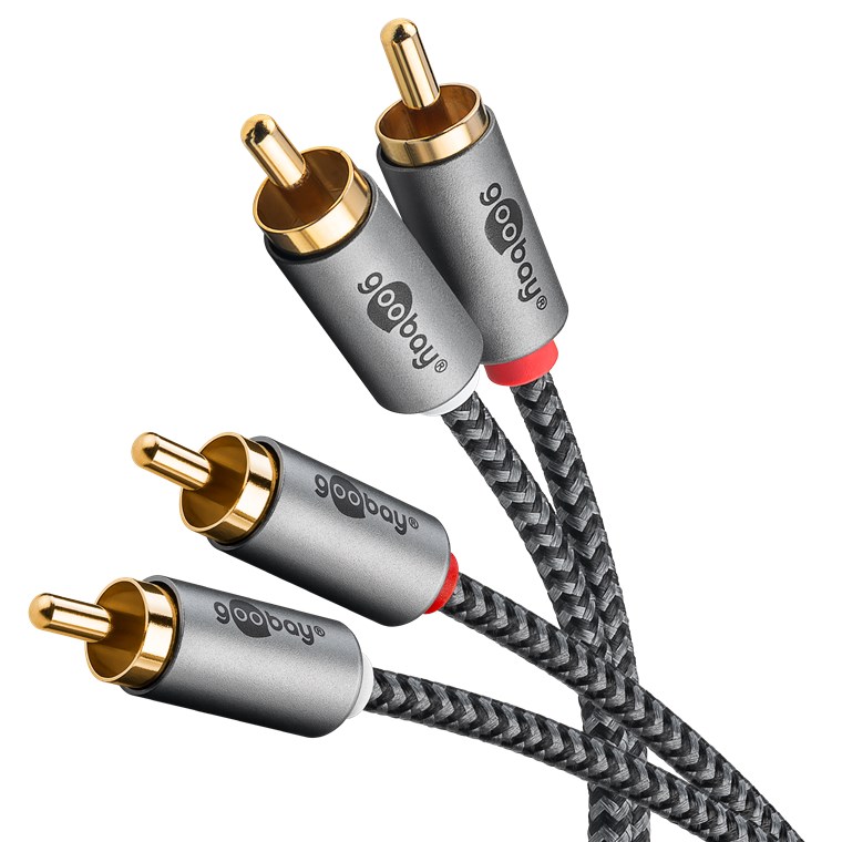 Goobay 65295 cable de audio 5 m 2 x RCA Negro, Plata