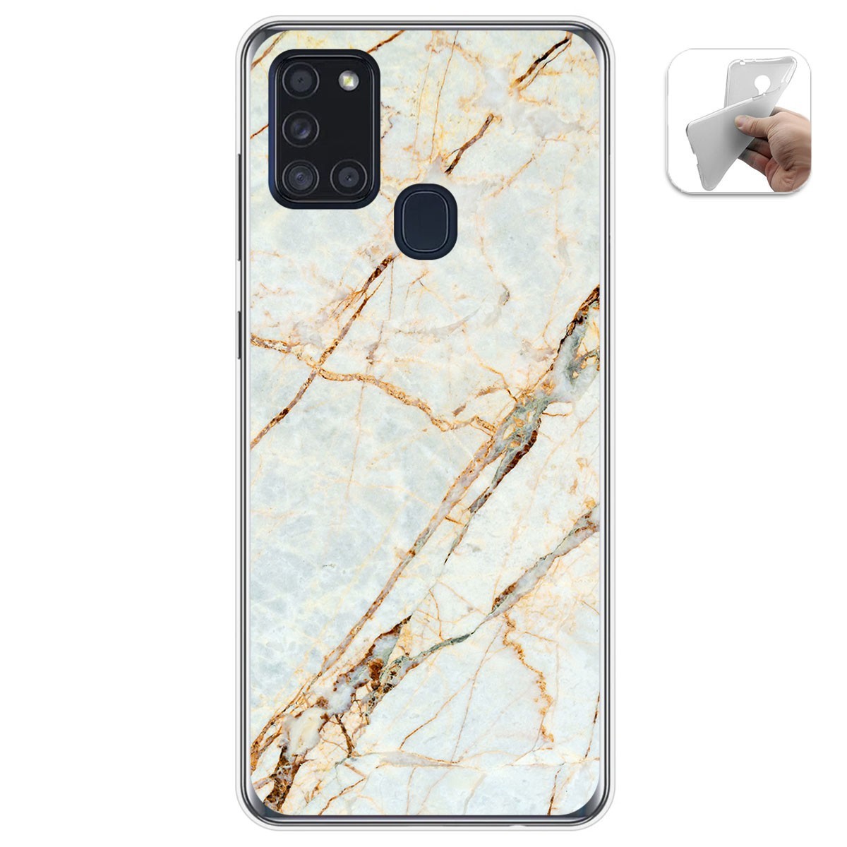 Tumundosmartphone Funda Gel Tpu para Samsung Galaxy A21s diseño Mármol 13 Dibujos