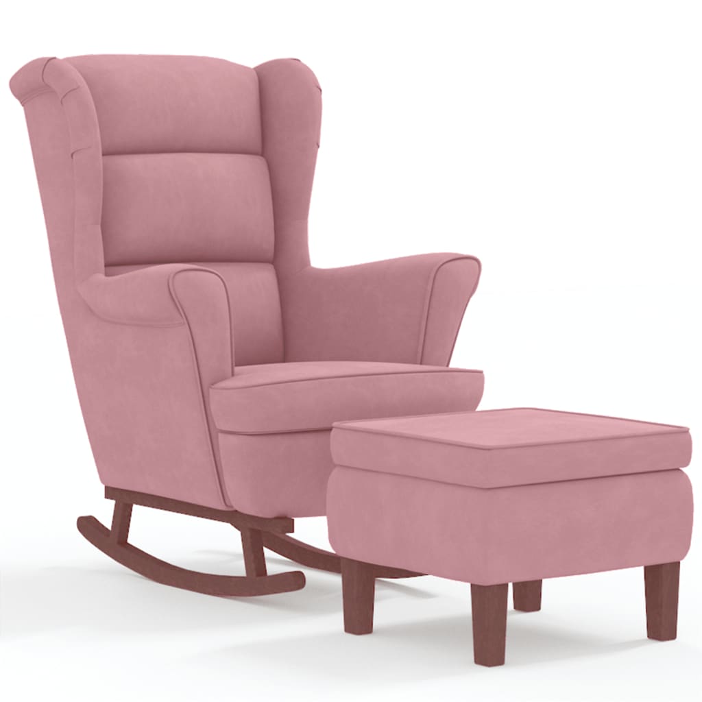 vidaXL Sillón Mecedora con Patas de Madera Silla de Descanso Tapizada Terciopelo