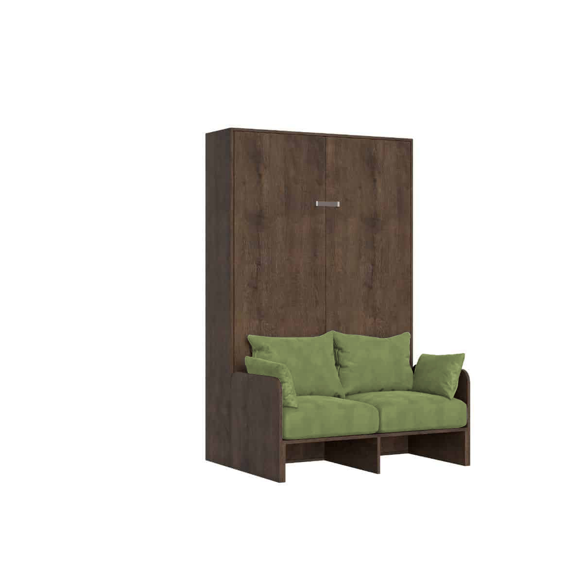 Cama plegable Kentaro de 120 cm tamaño queen con sofá de nogal, color verde - Itamoby