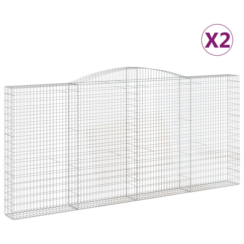 Vidaxl Cestas de Gaviones 2 Uds Forma de Arco Hierro Dimensiones 400 X 30 X 60/80 Cm, 400 X 30 X 120/140 Cm, 400 X 30 X 160/180 Cm y Mas