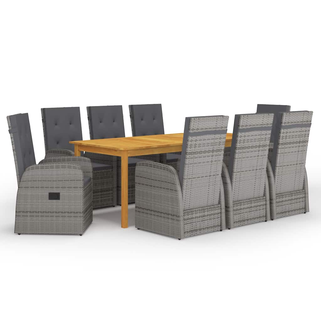 vidaXL Juego de comedor para jardín 9 piezas gris