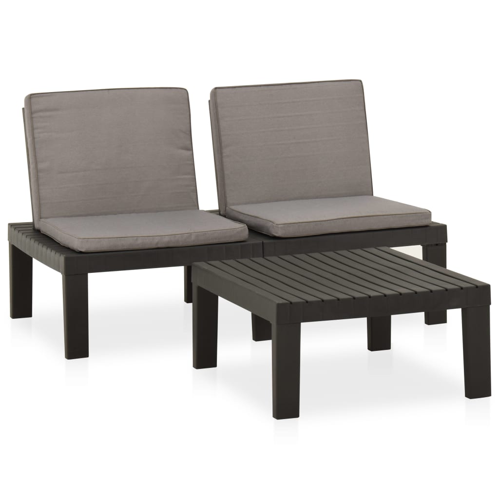 vidaXL Set de muebles de jardín 2 piezas con cojines plástico en color Gris/Blanco | acolchados duraderos para sofás de jardín terraza exterior
