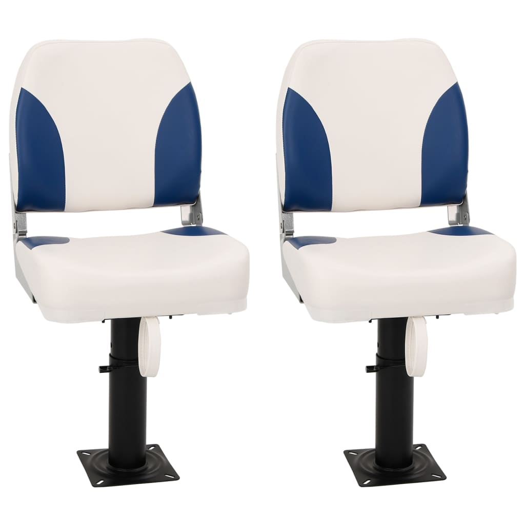 vidaXL Asientos plegables de barco 4 uds azul y blanco 41x36x48 cm