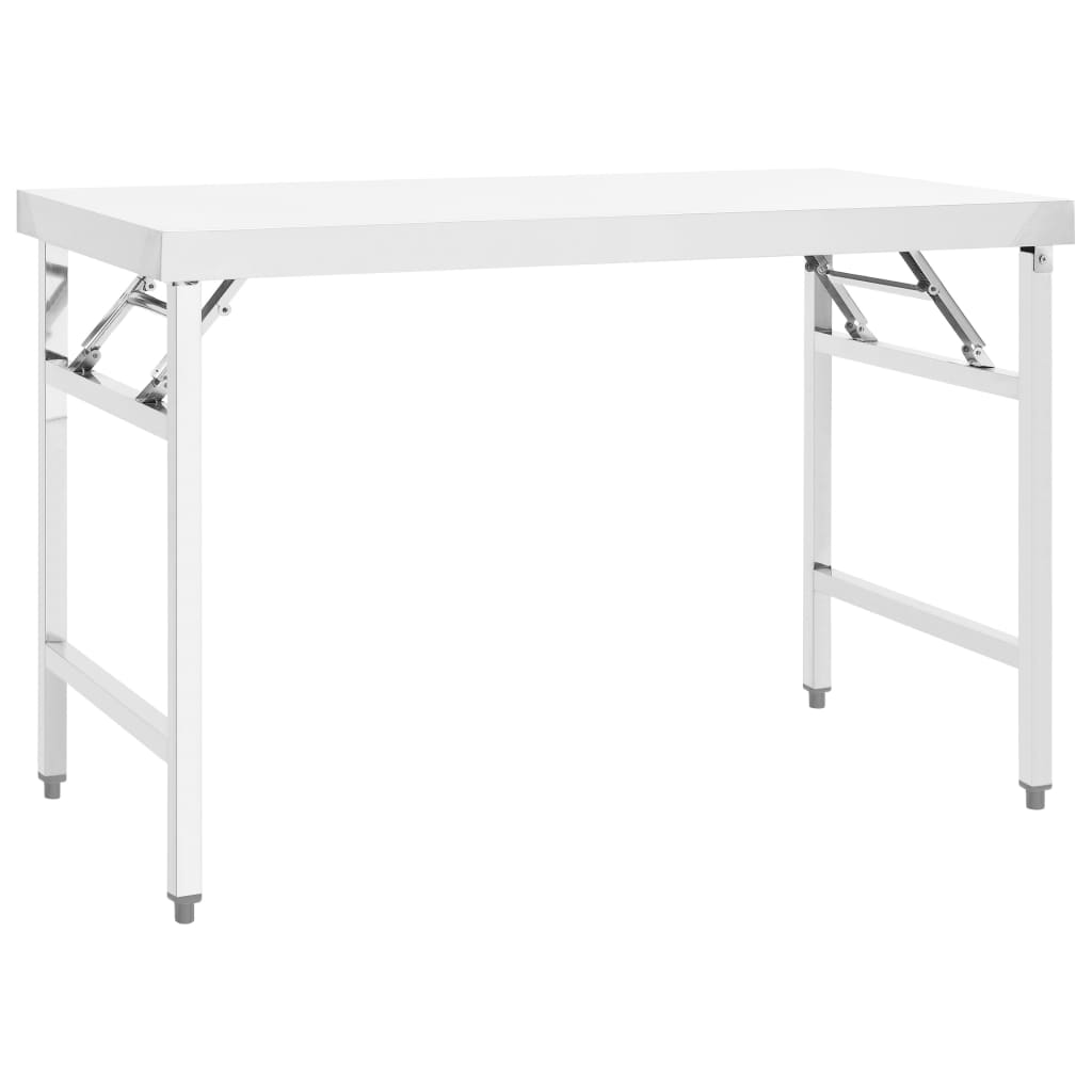 vidaXL Mesa de Trabajo Plegable de Cocina Acero Inoxidable Banco Dimensiones 85 x 60 x 80 cm, 100 x 60 x 80 cm, 120 x 60 x 80 cm