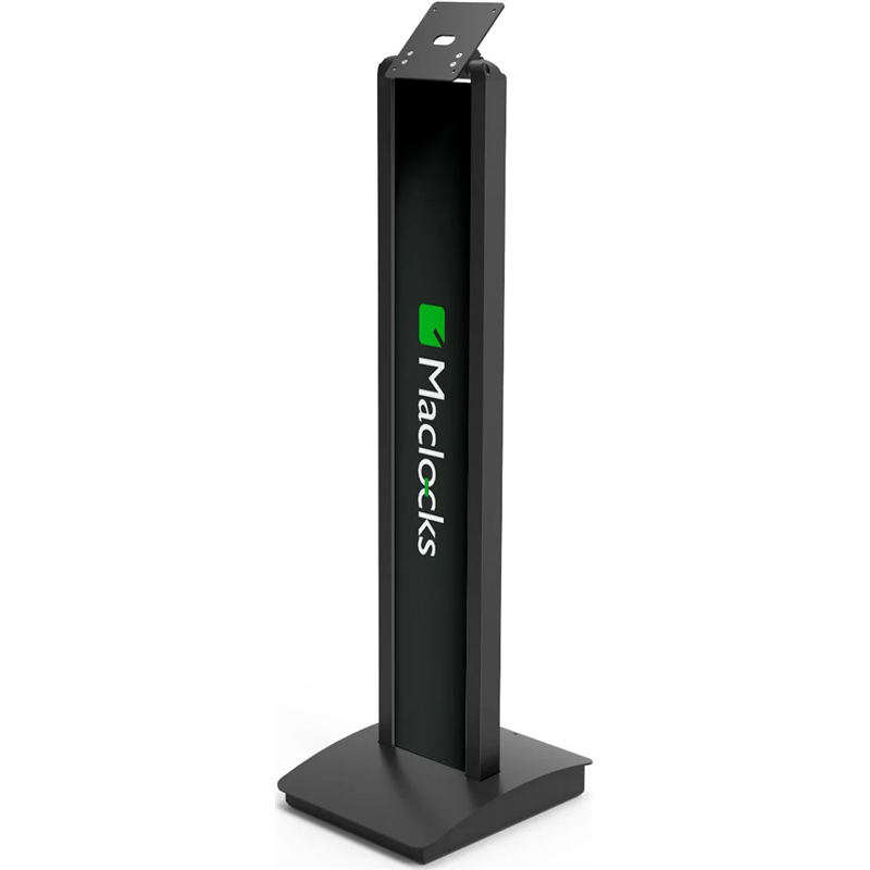 Soporte de piso de seguridad personalizable BrandMe con montaje VESA - Soporte de piso de pantalla inclinable - Negro