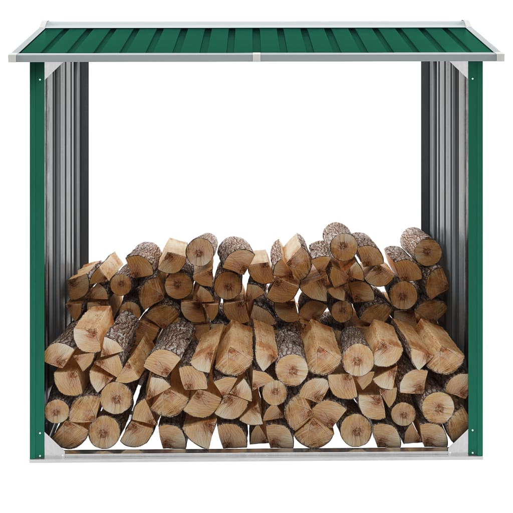 vidaXL Caseta de Jardín para Leña Acero Galvanizado 172x91x154cm Soporte Color Antracita,  Verde,  Marrón y mas