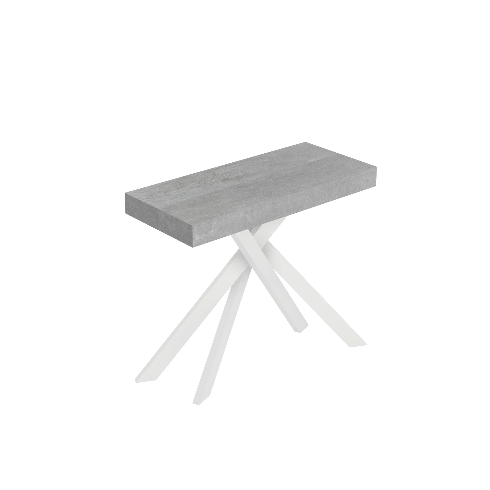 Consola extensible 90x40/196 cm Saki Small patas cemento blanco - Itamoby