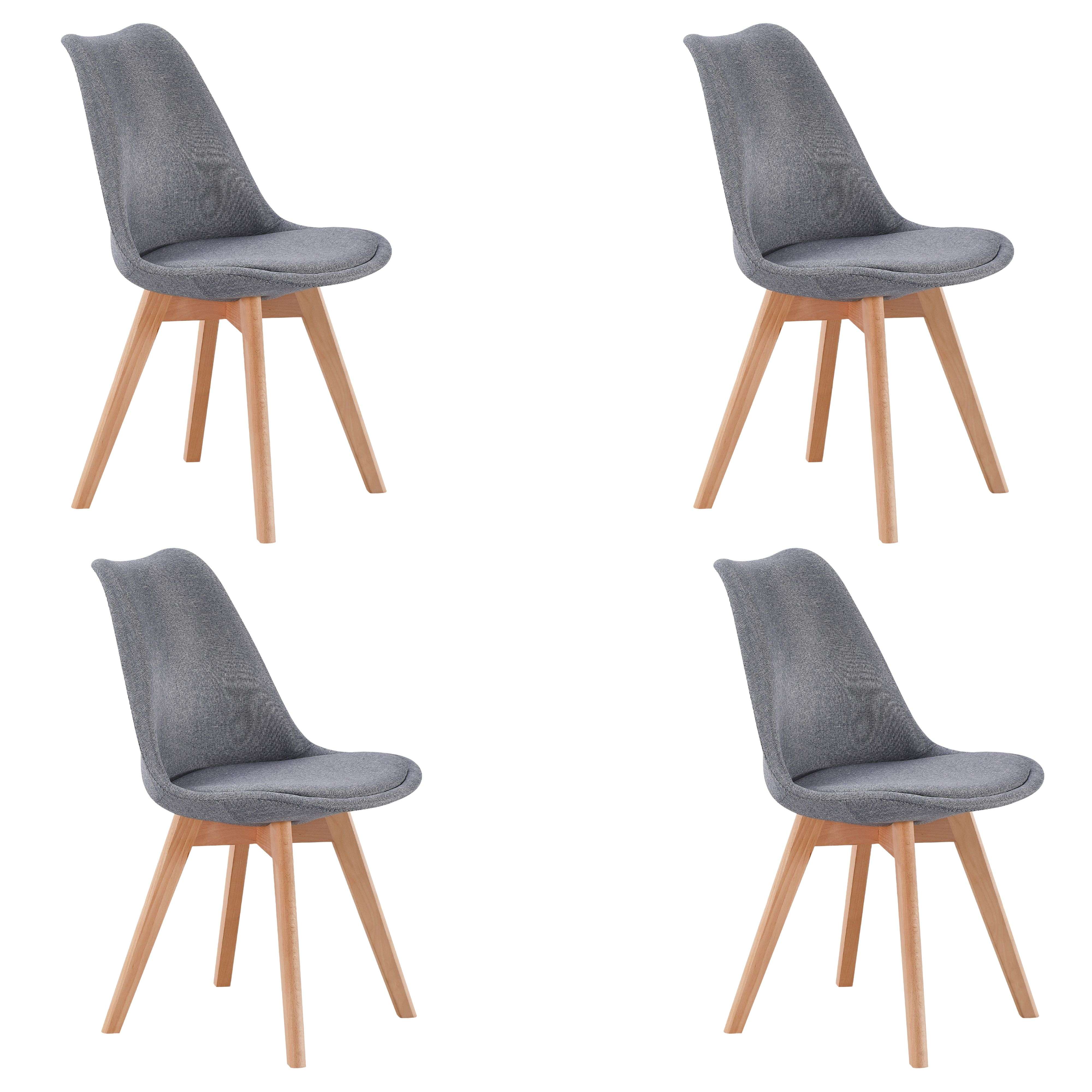 Miroytengo Pack 4 Sillas Comedor Bistro, Sillas de Cocina Tapizadas, Respaldo Tela, 48x84x54 cm