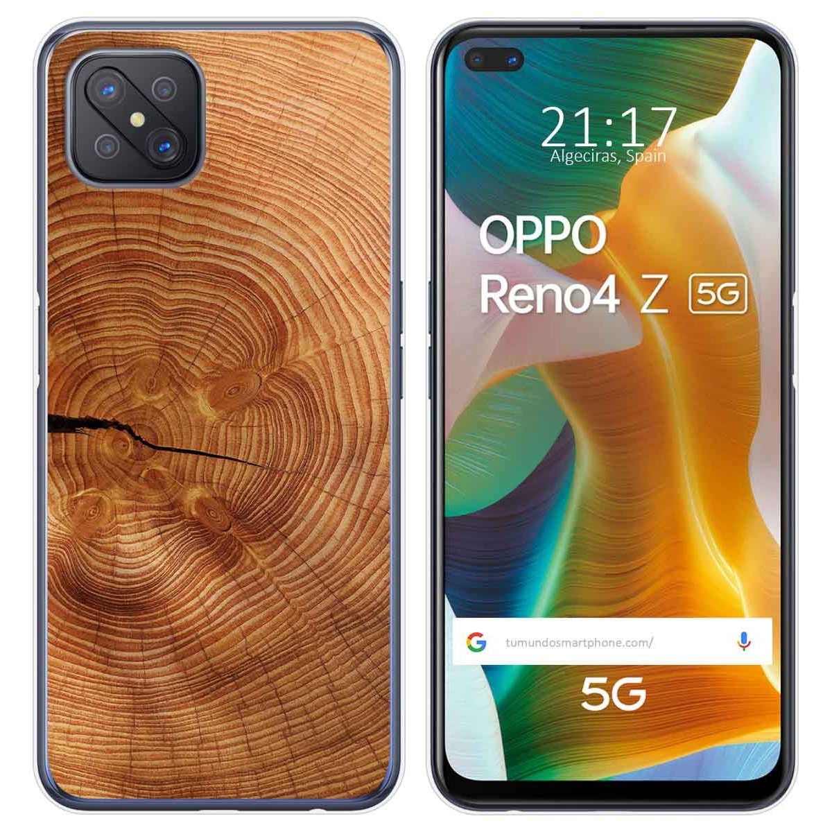Tumundosmartphone Funda Gel Tpu para Oppo Reno 4Z 5G diseño Madera 04 Dibujos