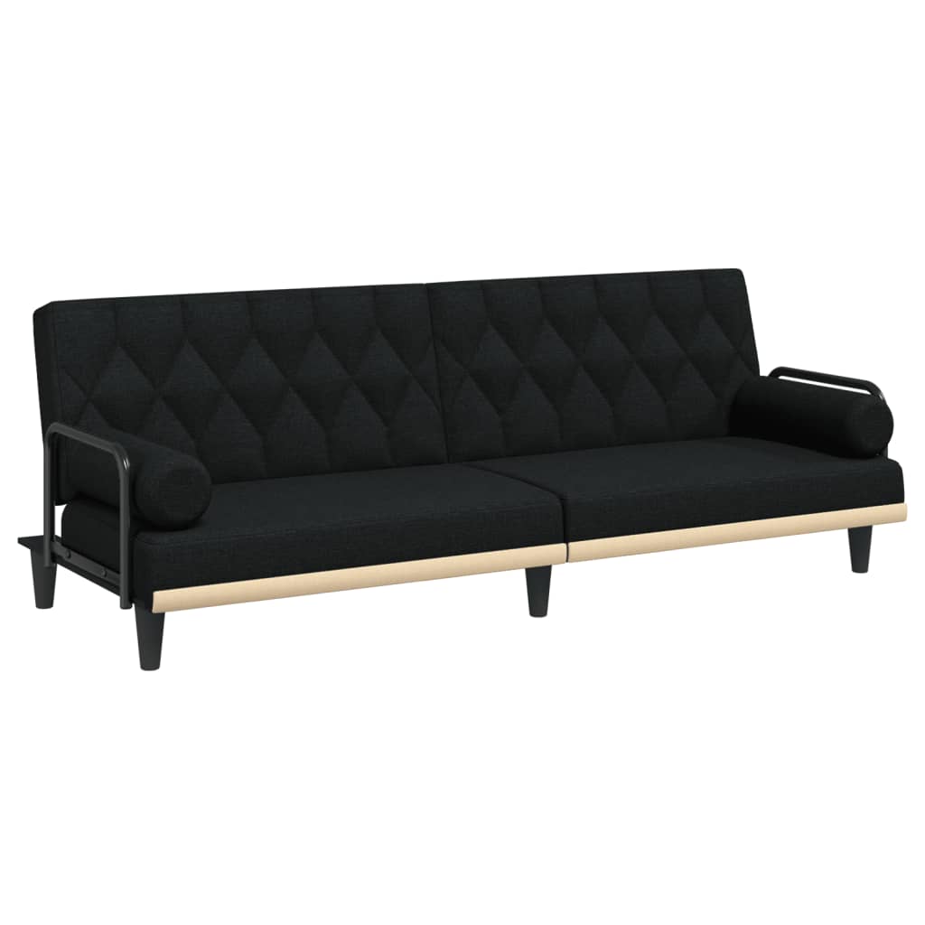 vidaXL Sofá cama con reposabrazos tela negro