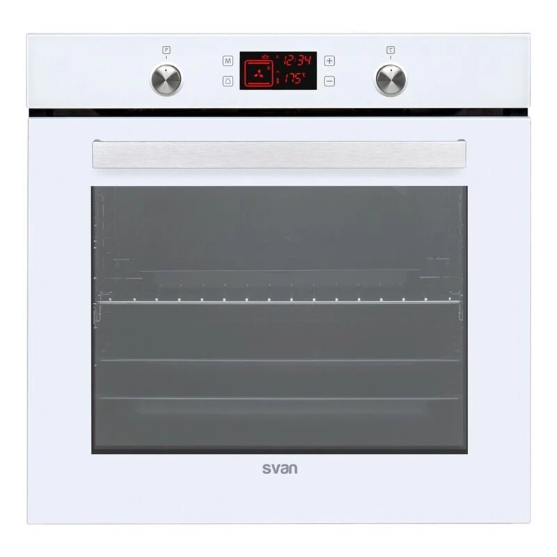 Horno Multifunción con Vapor Hidrolítico / Vapor SVAN SVH375B 59cm Cristal Blanco 78L  | Guía Extraíble, LED táctil, Clase A