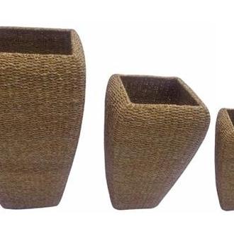 Macetero Set 3 Seagrass Metal 40X40X70 Natural El mejor complemento para tu hogar -Fijalo-