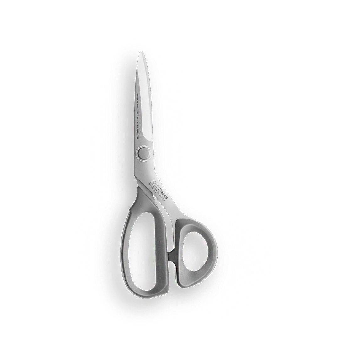 KAI 7240AS - Tijeras para kevlar de 24 cm. Punta recta, filo microdentado. Acero al carbono. Diestros.
