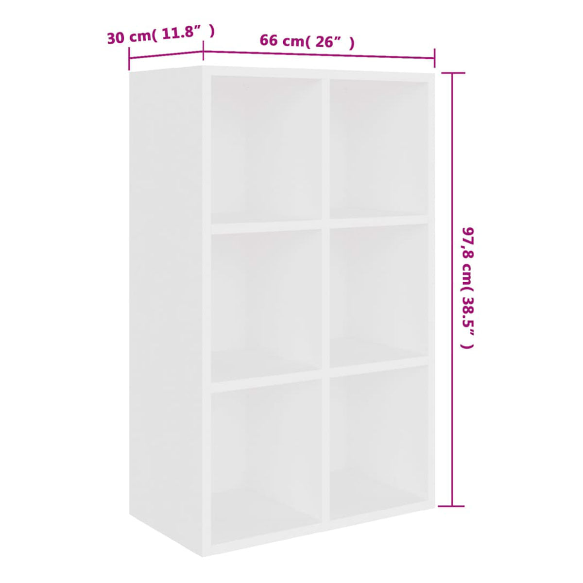 Estantería modular 6 huecos convertible en aparador blanco 97,8x66x30 cm