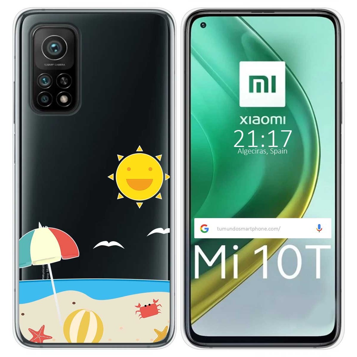 Tumundosmartphone Funda Gel Transparente para Xiaomi Mi 10T / 10T Pro diseño Playa Dibujos