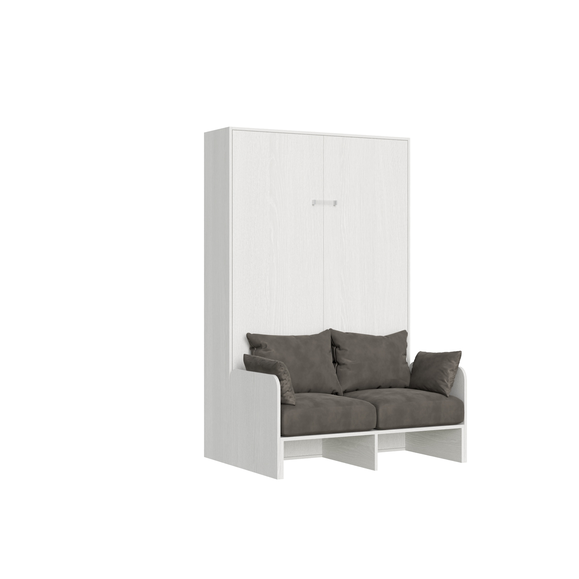 Sofá cama Kentaro de 140 cm, vertical, escamoteable, color blanco fresno (ALESSIA 20) - Itamoby