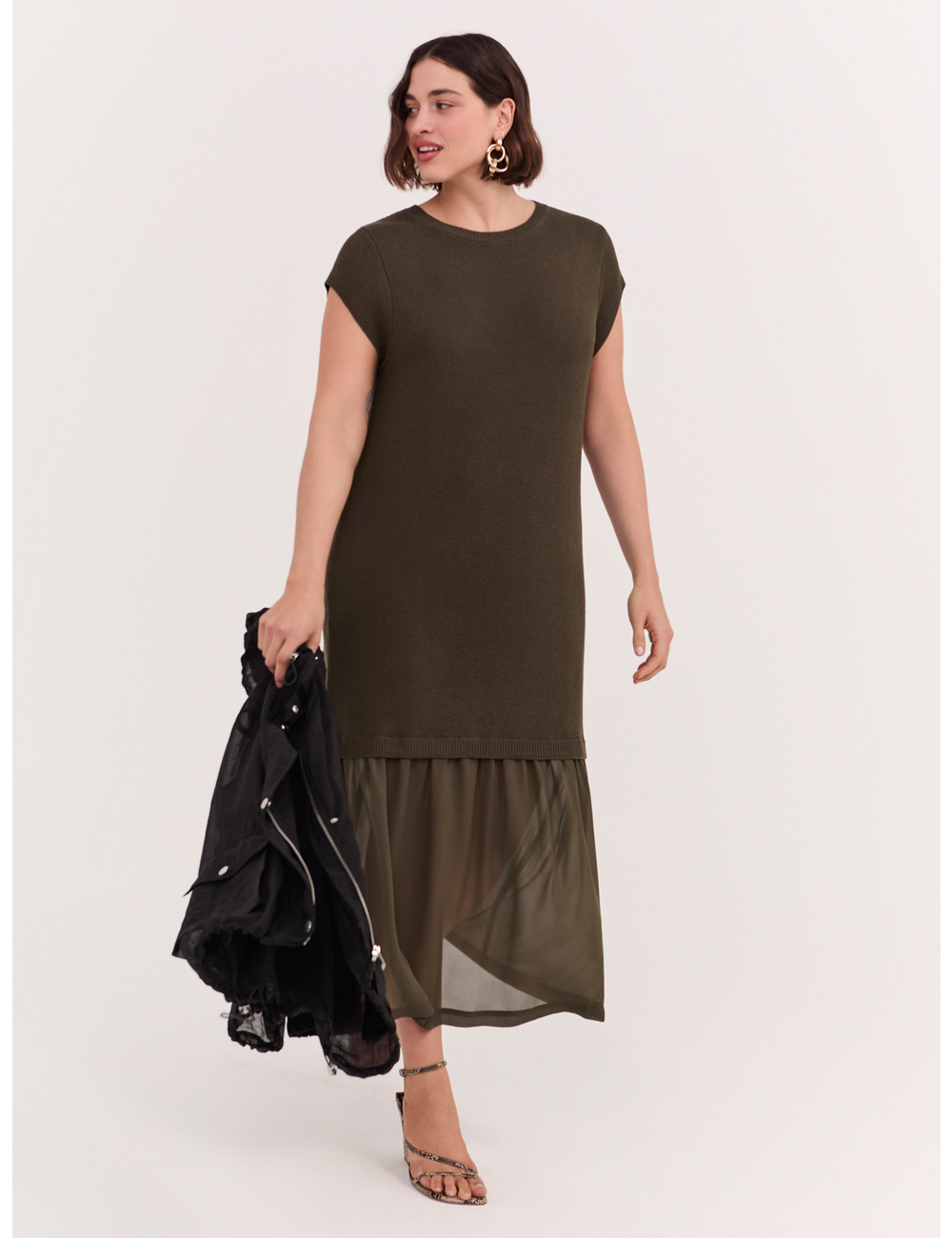 Fiorella Rubino - Vestido largo de punto con volante