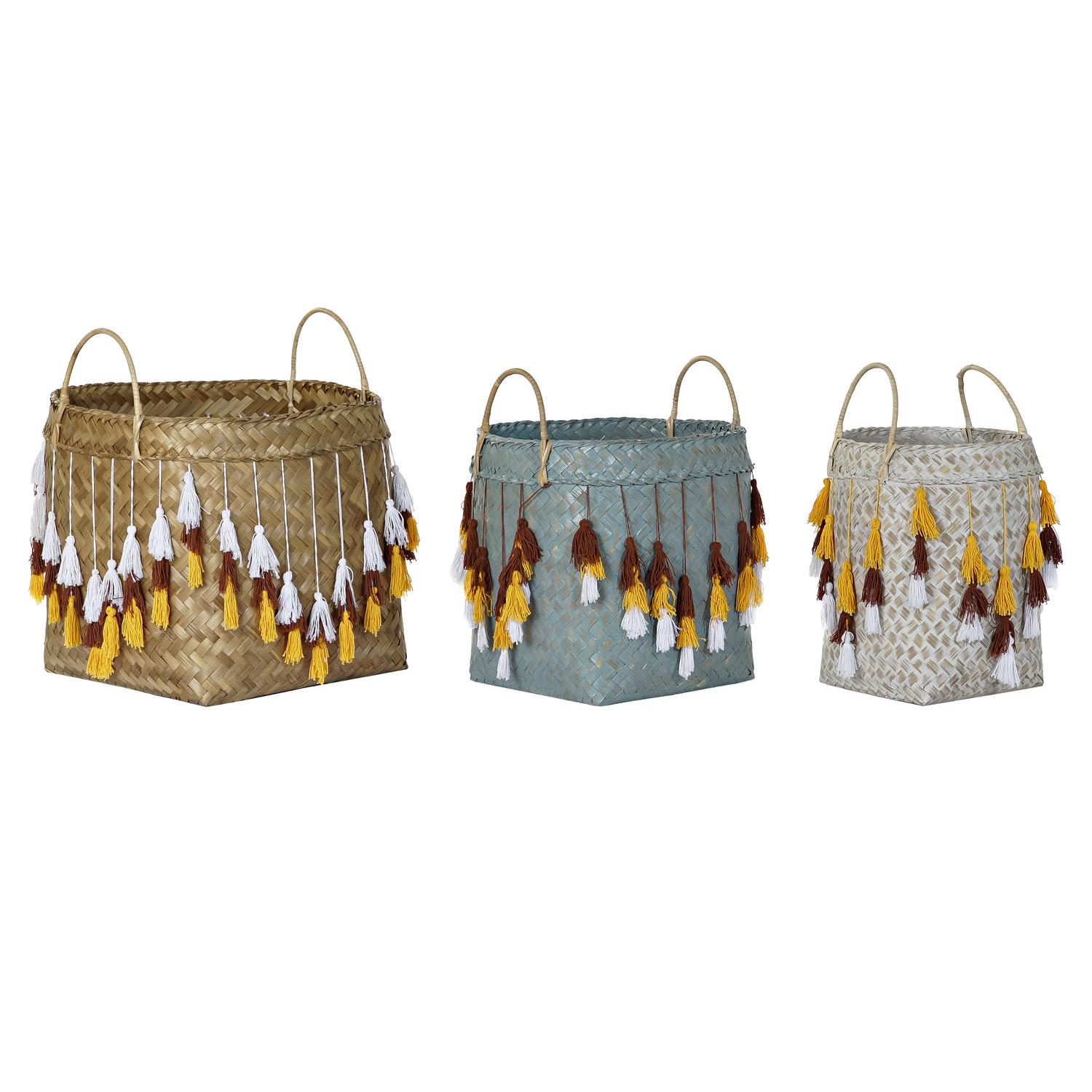 CESTA SET 3 BAMBU 46X46X57 FLECOS MULTICOLOR DC184810 - EL MEJOR COMPLEMENTO PARA TU HOGAR FIJALO