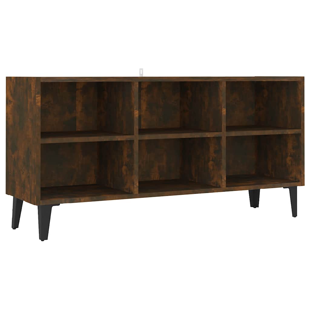 vidaXL Mueble de TV con patas de metal roble ahumado 103,5x30x50 cm