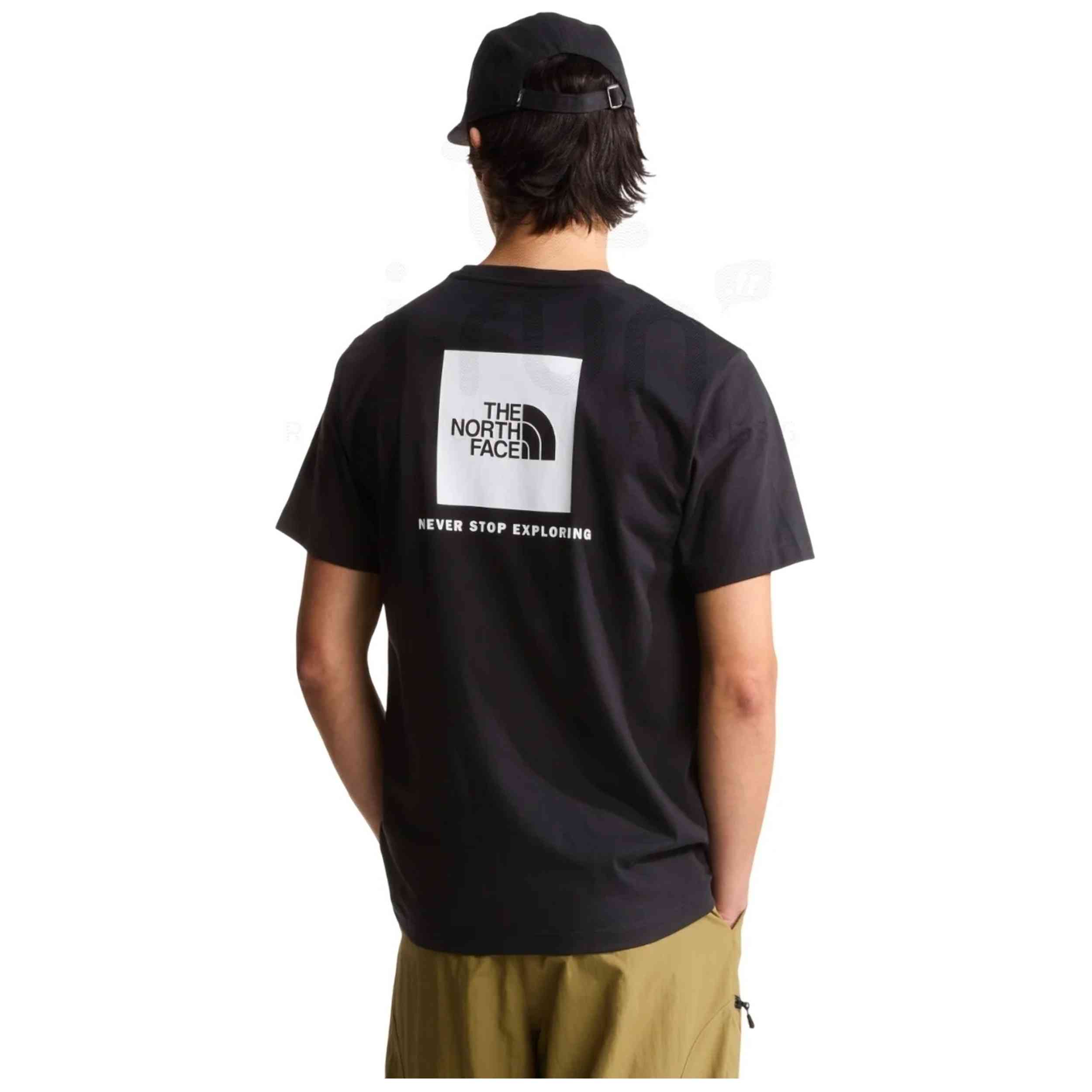 Camiseta The North Face modelo M Evolution Box Nse Regular Short Sleeve Tnf Black/Tnf White en color Negro