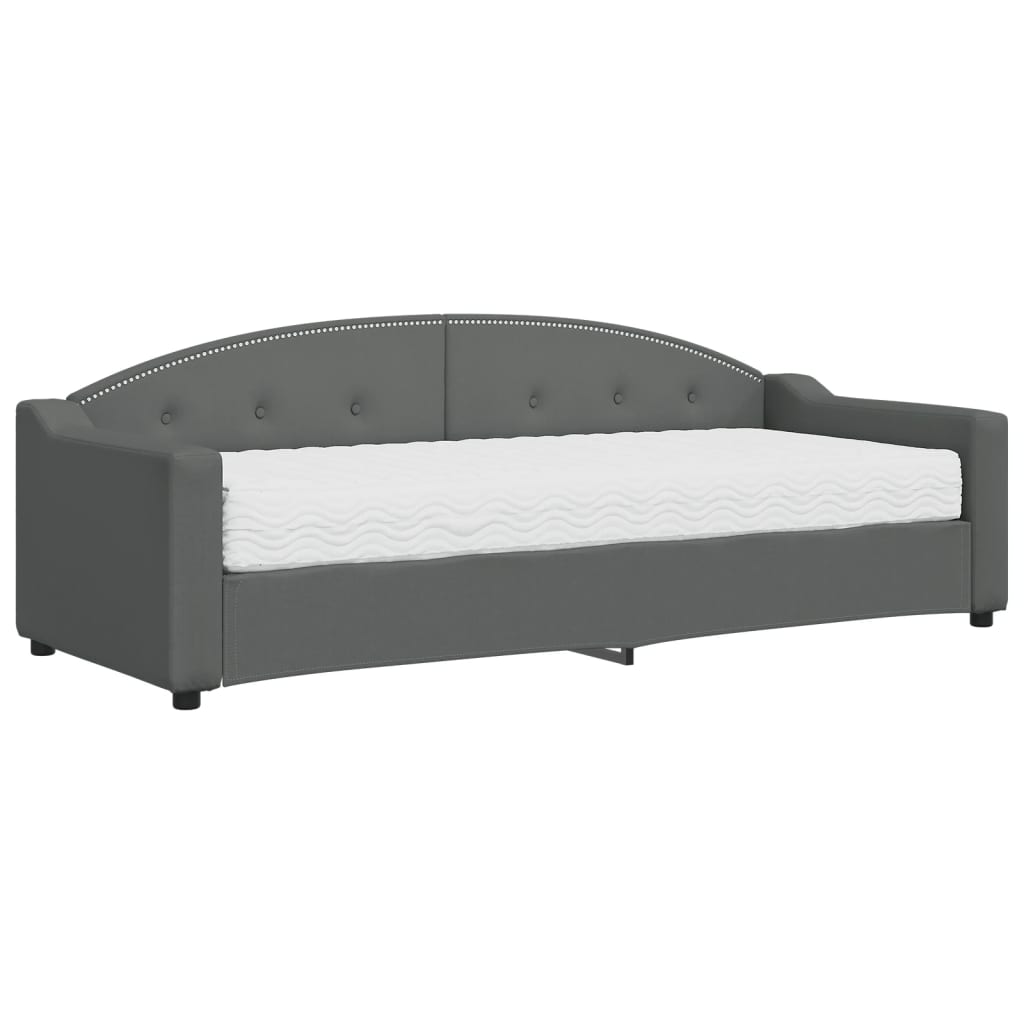vidaXL Sofá cama con colchón tela gris oscuro 80x200 cm