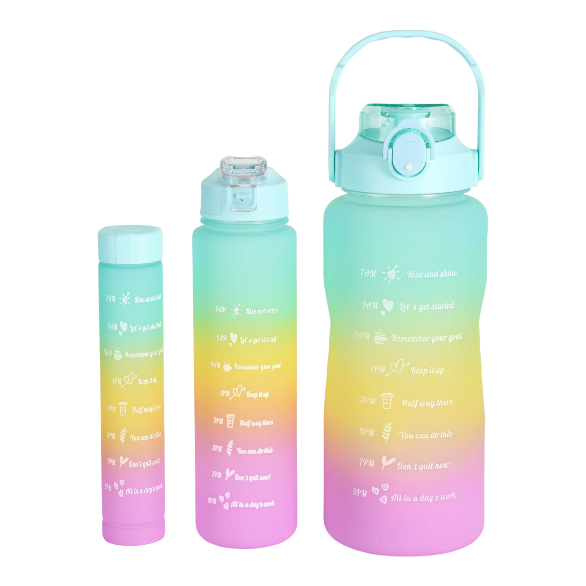 Botella Agua 1.5 Litros Plástico , Botella Agua 2.0 Litros y Agua 900ml y 300ml. Distintas Botellas de Agua Deportivas con Pajita a prueba de fugas, sin BPA, Motivacional, portátil para camping, bicicleta, escuela, coche (bta)