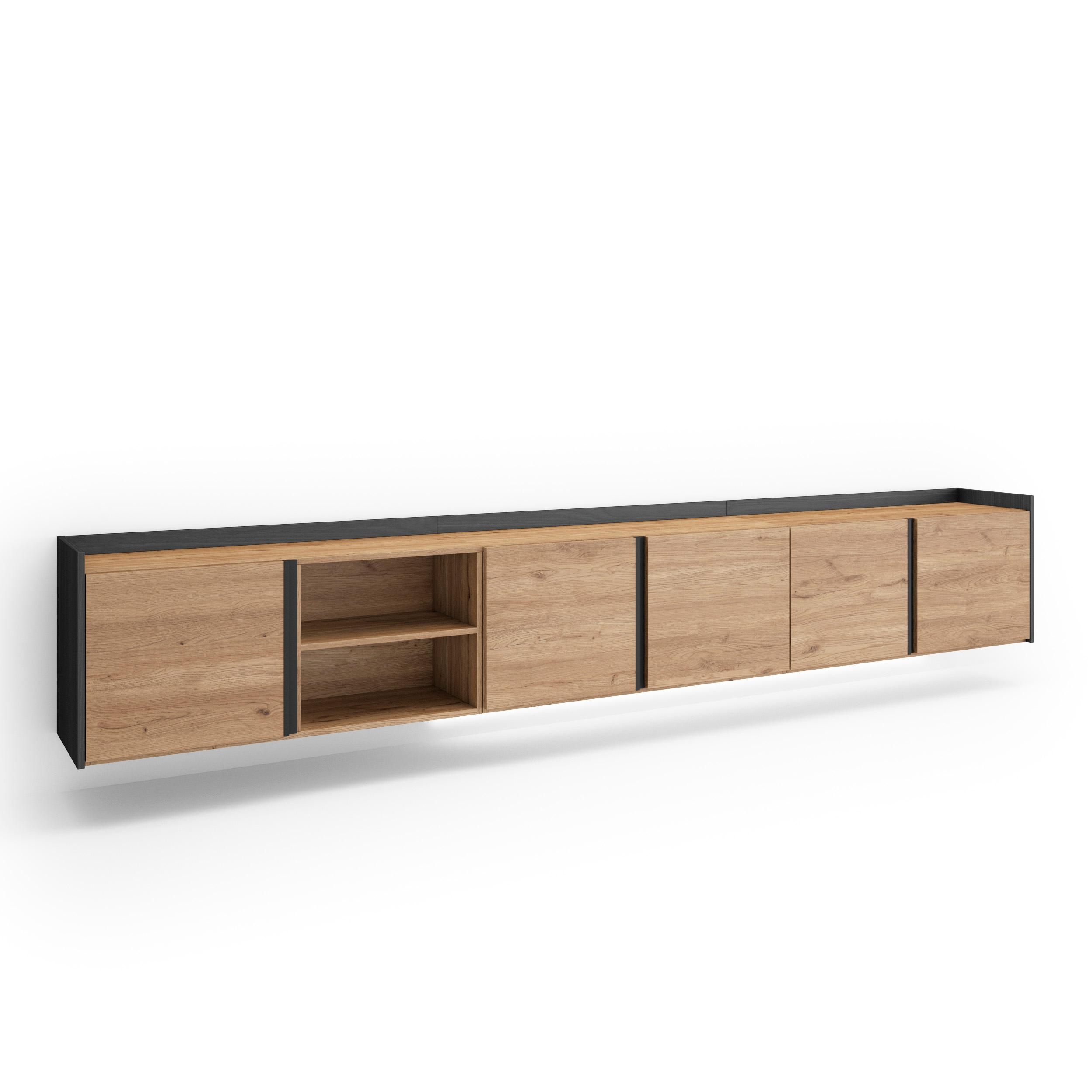 Mueble TV, Televisión, 309x35x50cm, Para TV hasta 80", Colgado, Suspendido, LED