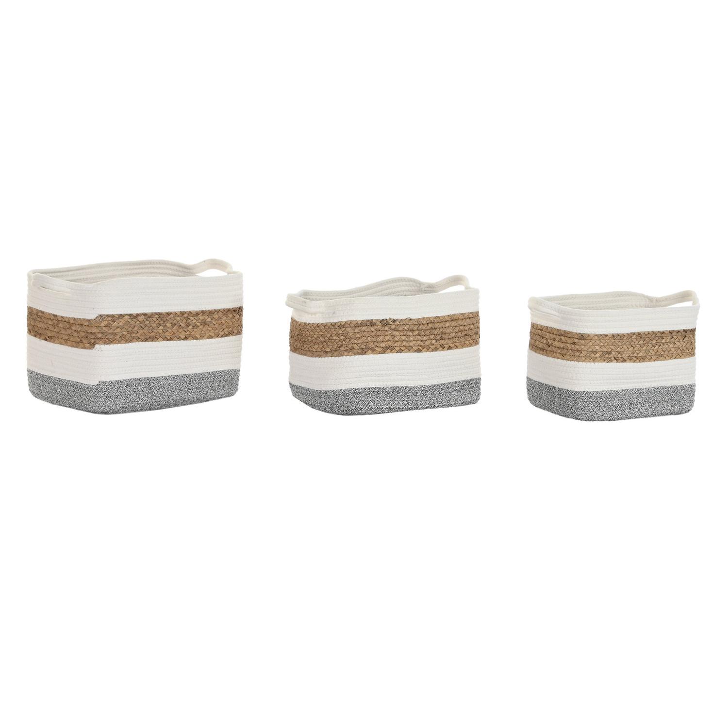 CESTA SET 3 FIBRA ALGODON 36X27X27 BLANCO DC202060 - EL MEJOR COMPLEMENTO PARA TU HOGAR FIJALO