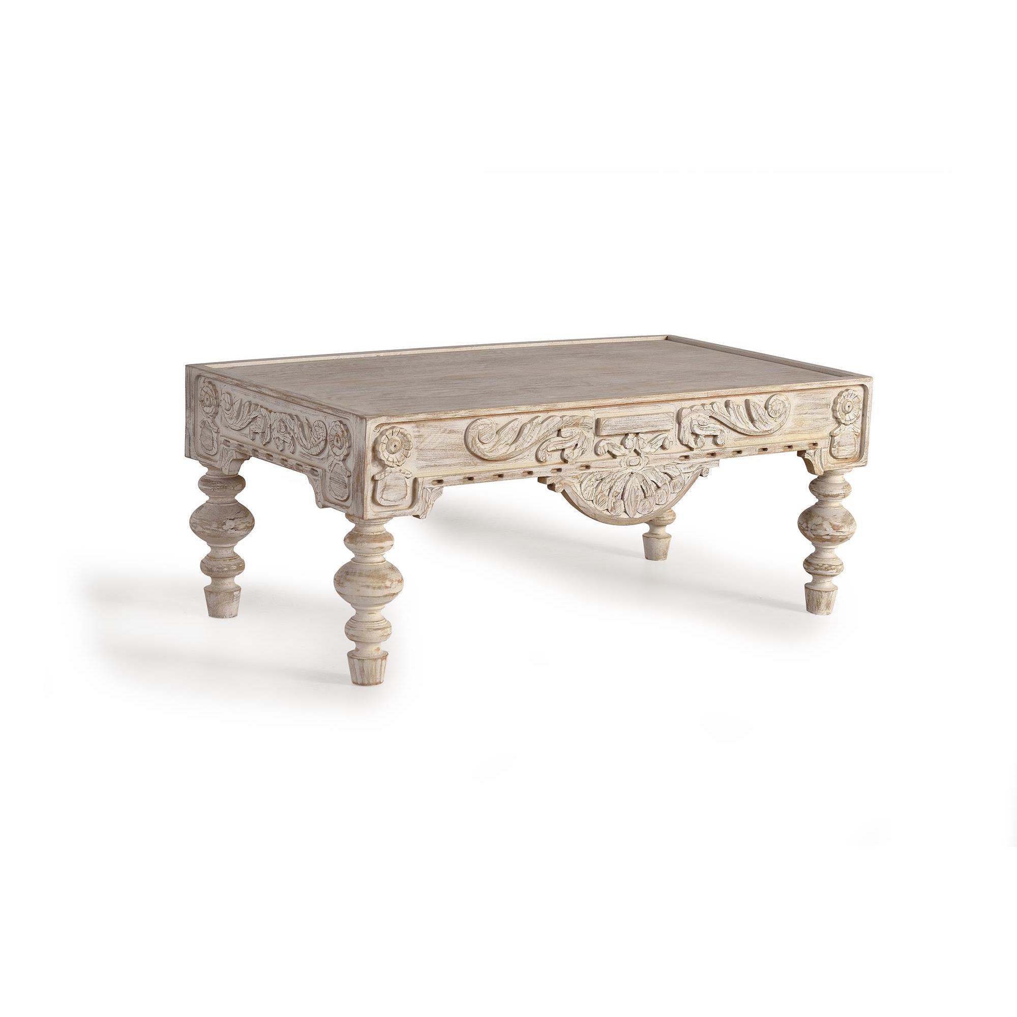 Mesa de centro de madera de mango tallada