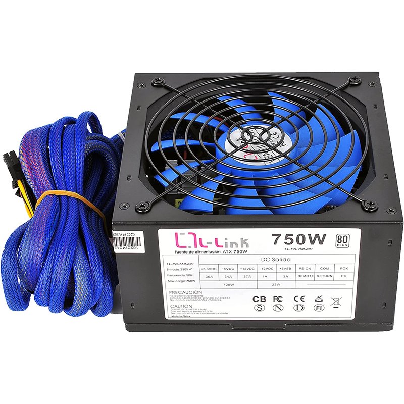 Fuente Alimentacion 750W LD-Link Pfc-Activo 80+ 3Sata 14Cm Atx