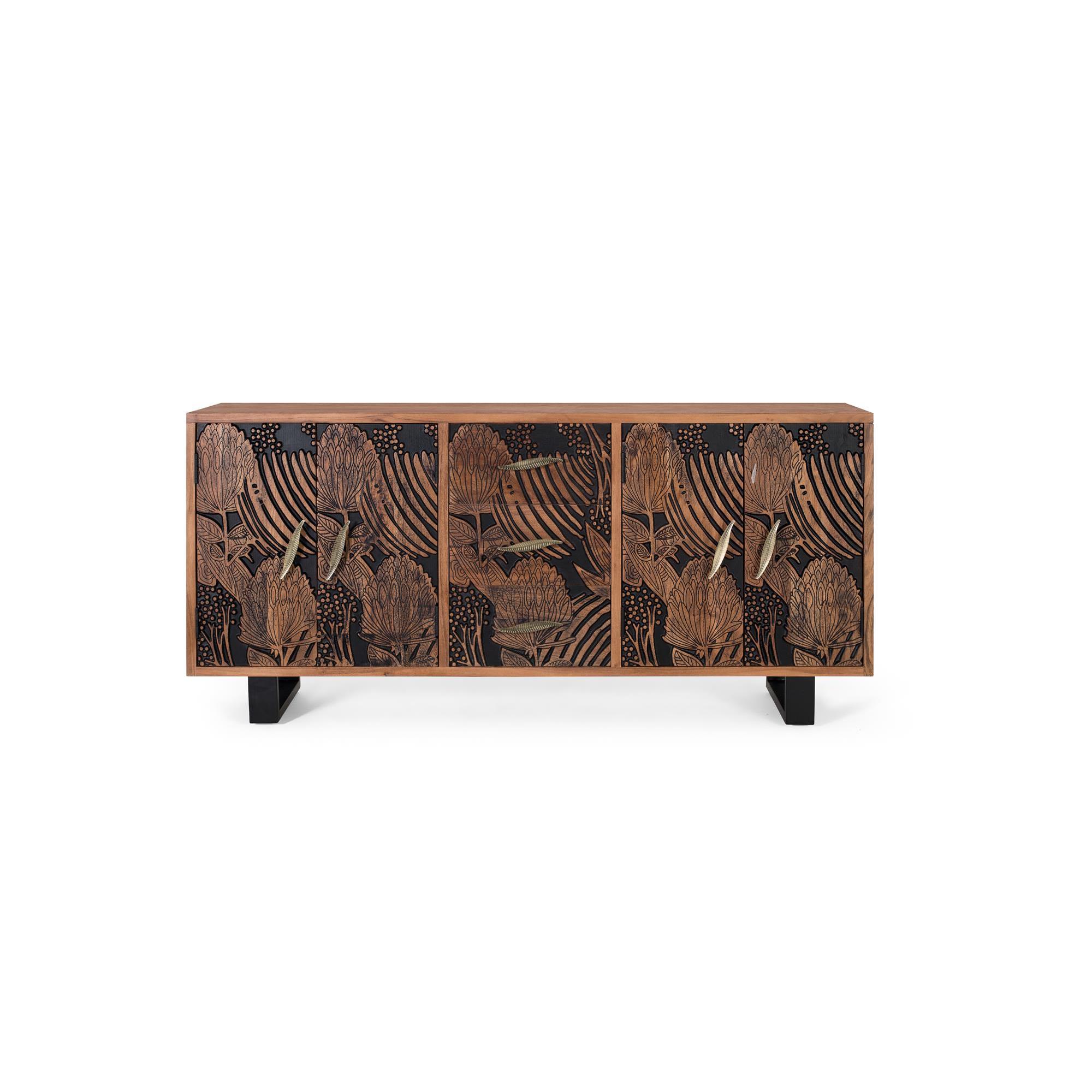 Aparador de madera de acacia y metal