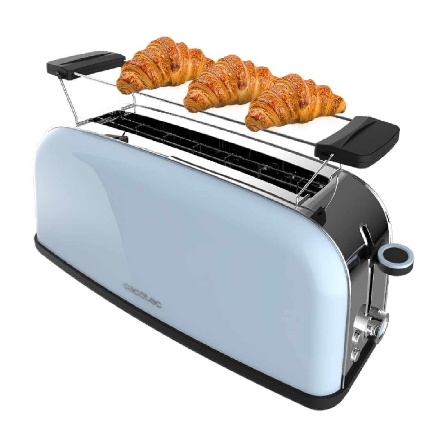 Cecotec Tostadora Vertical 1 Ranura Larga Toastin' time 850 Blue Long. 850 W, 2 Rebanadas de Pan, Ranura Ancha 3,8 cm