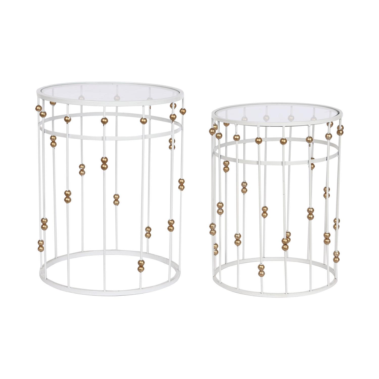Mesita Auxiliar Set 2 Metal Cristal 42X42X55 38X50 - Fijalo - El mejor complemento para tu hogar.