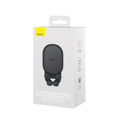 Baseus stable gravitational wireless car charger mount pro 15w (black)