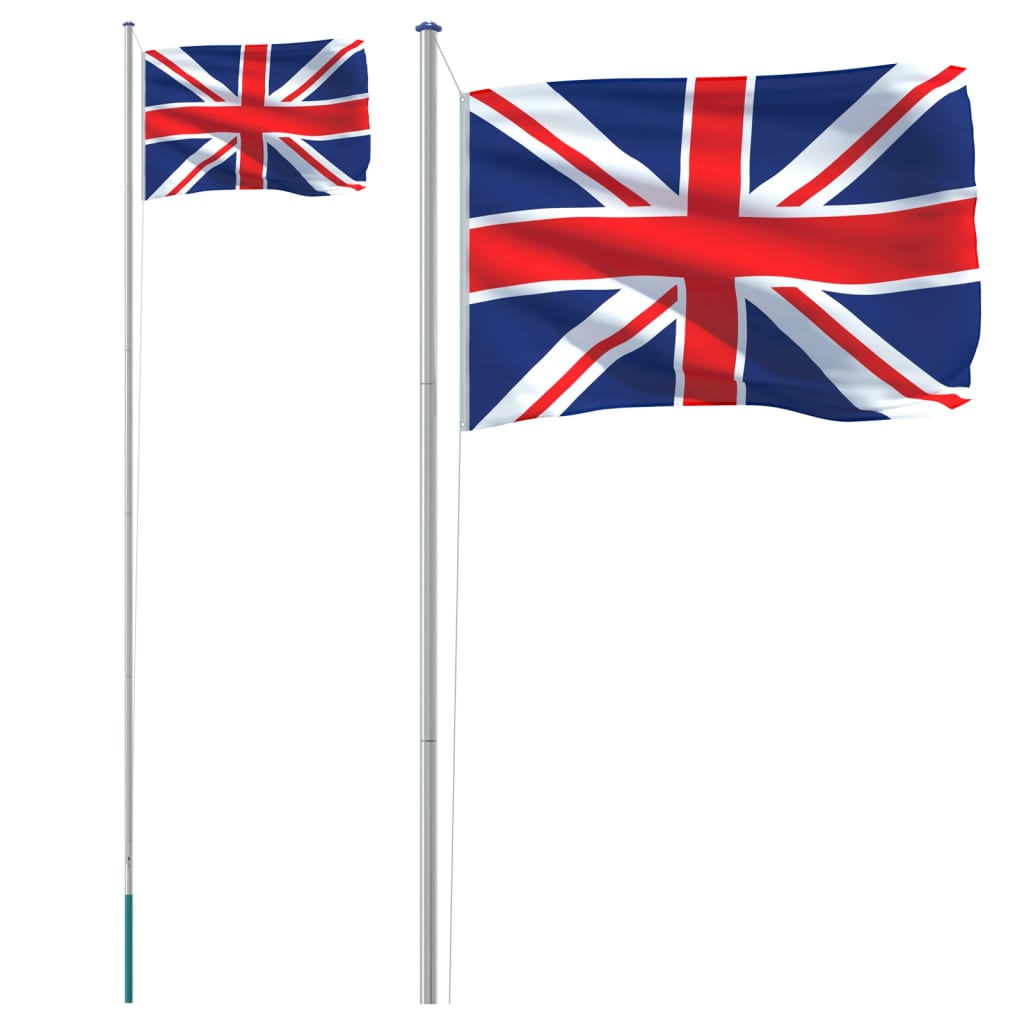 vidaXL Mástil y bandera de Reino Unido aluminio 6,23 m