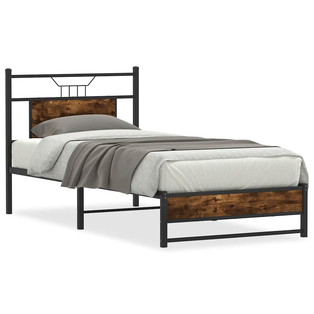 vidaXL Estructura de cama sin colchón madera roble ahumado 90x190 cm
