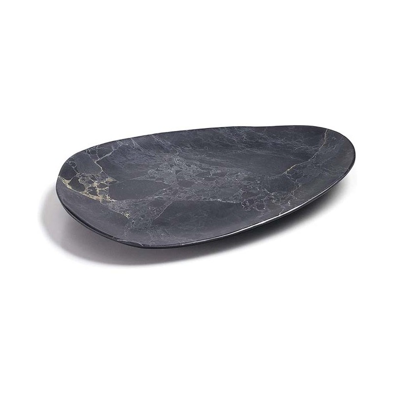 LACOR Bandeja Cocina Decorativa 41x31 cm | Fuente Oval de melamina estilo mármol | Bandeja melamina para Cocinas y Restaurantes