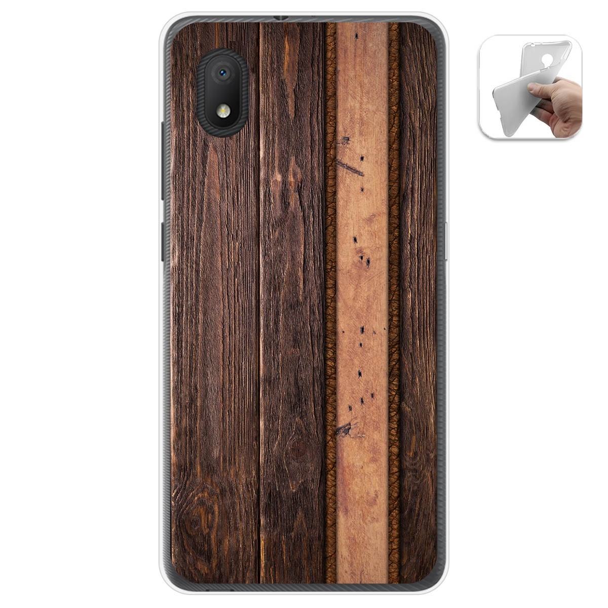Tumundosmartphone Funda Gel Tpu para Alcatel 1B 2020 diseño Madera 05 Dibujos