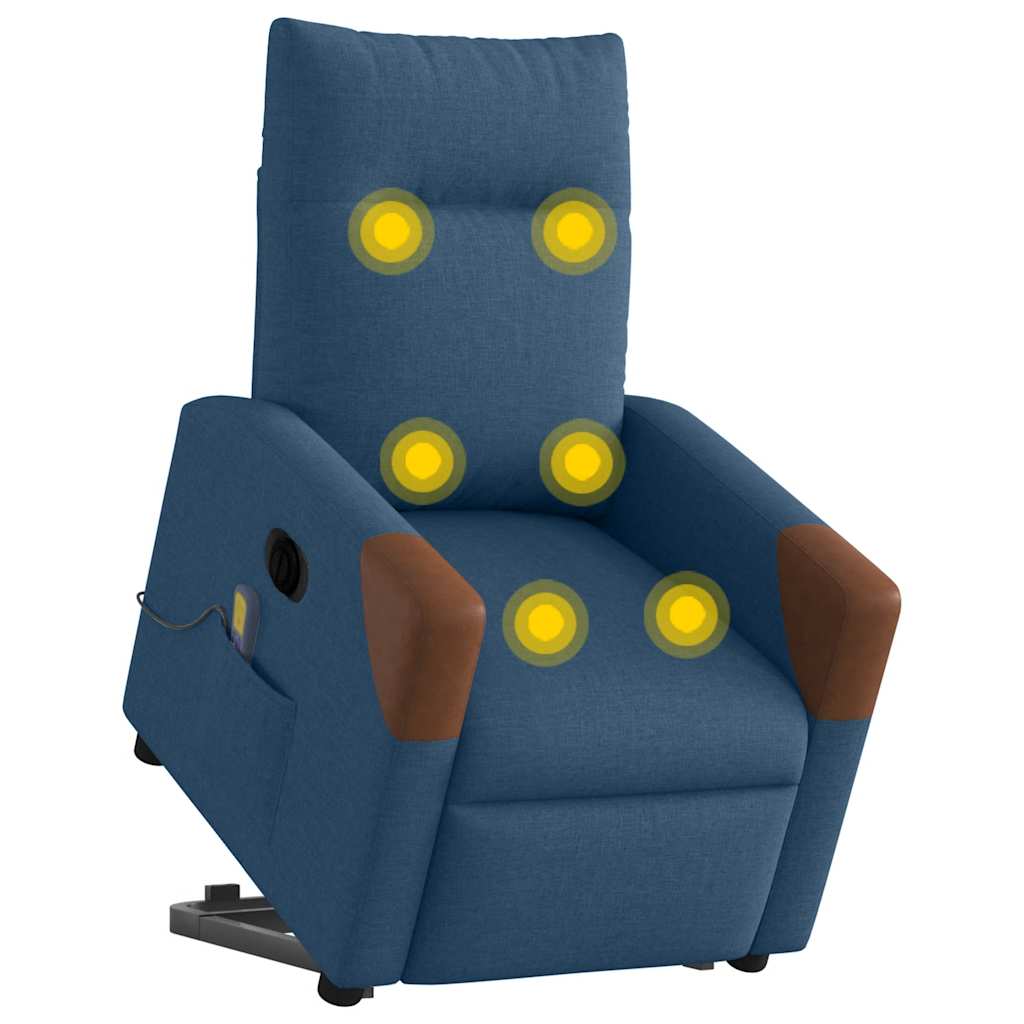 vidaXL Sillón de masaje eléctrico reclinable elevable de tela azul