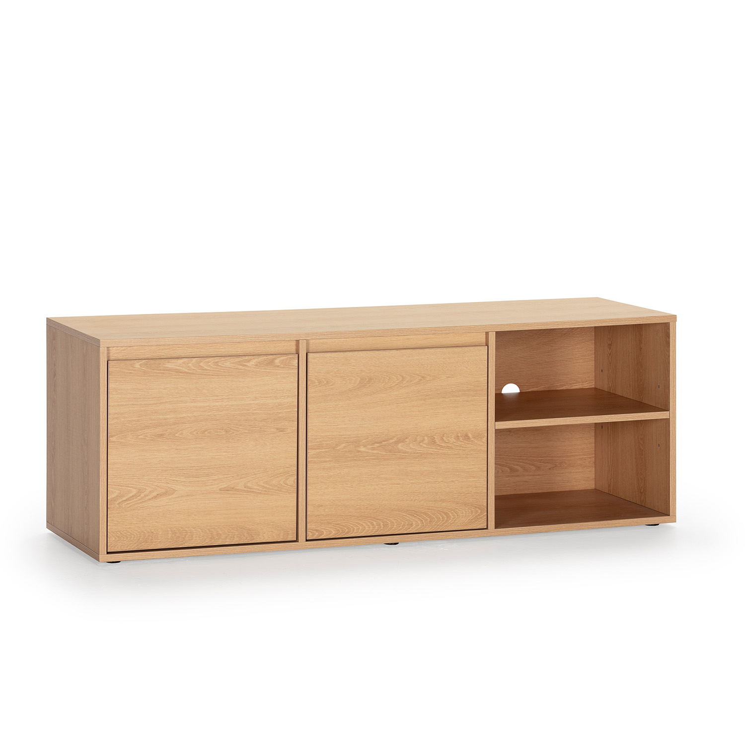 VS Venta-Stock Mueble TV Tori 2 Puertas 2 Huecos, Color Roble, 130 cm