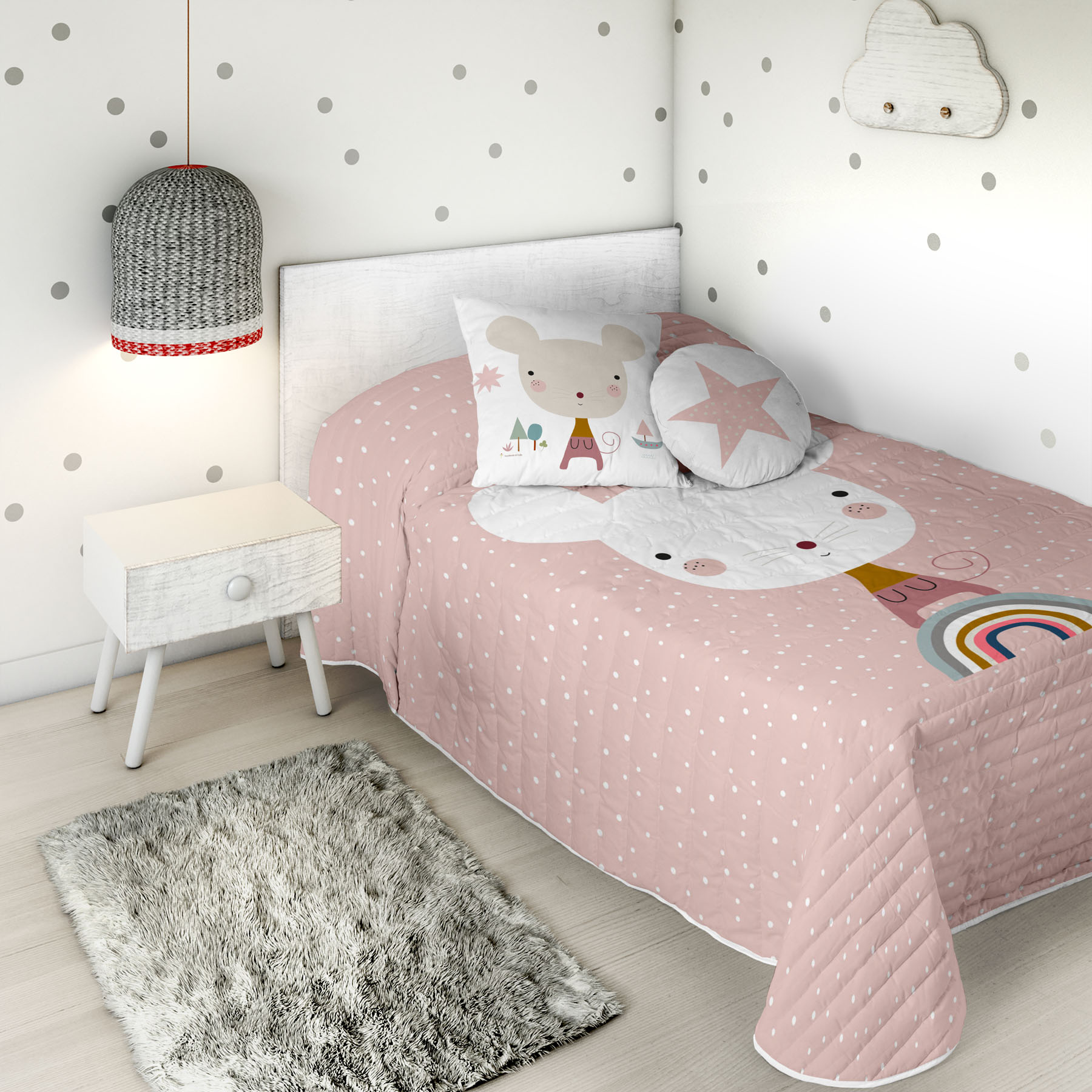 HACIENDO EL INDIO - Colcha Bouti Infantil Estampada 100% Algodón - Relleno 70 gramos -  Cubrecama Ligero Acolchado - Ideal para Primavera y Verano - Disponible para Cama 90/105 cm - Fabricada en España
