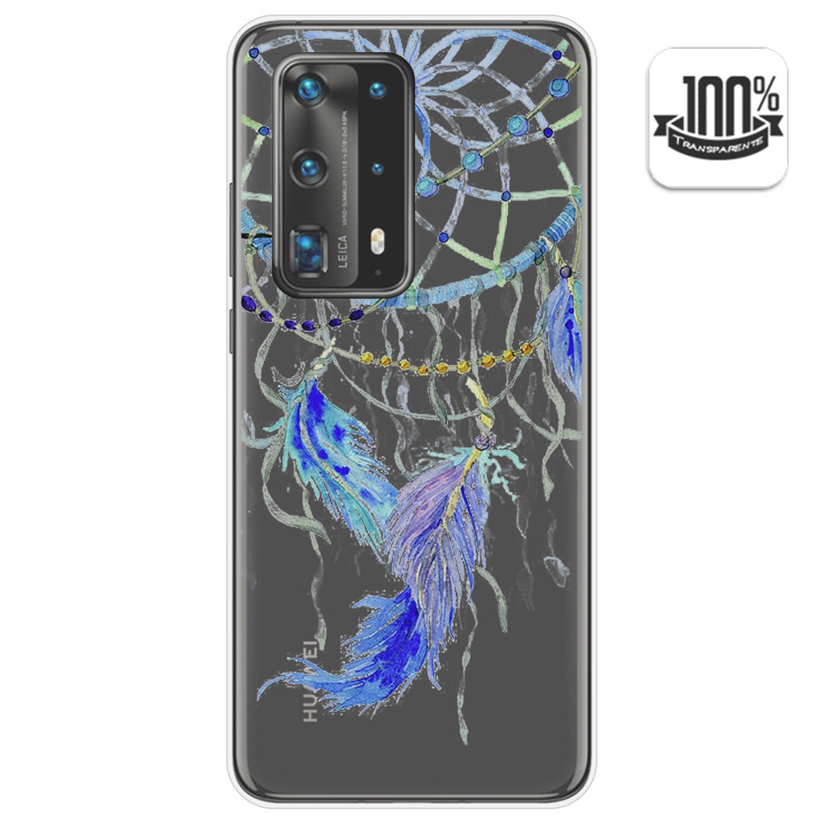Tumundosmartphone Funda Gel Transparente para Huawei P40 Pro diseño Plumas Dibujos